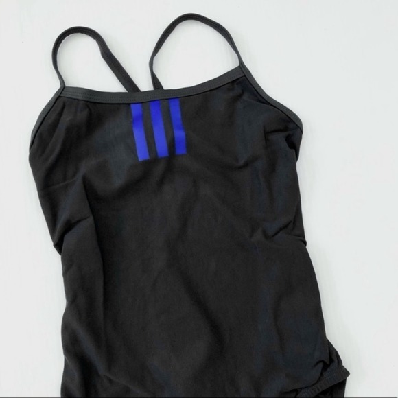 NEW Adidas Gray Solid Three Stripes C-Back One Piece Swimmer Waterpolo - Picture 5 of 8